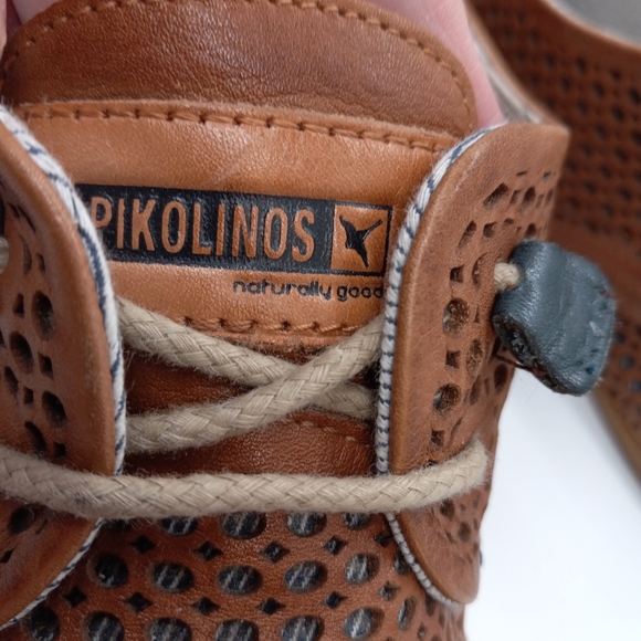 🔥OVER $100+ OFF!🔥37 6.5 7 PIKOLINOS LAZER CUT BROWN LEATHER RUBBER SOLE FLATS - Picture 9 of 16